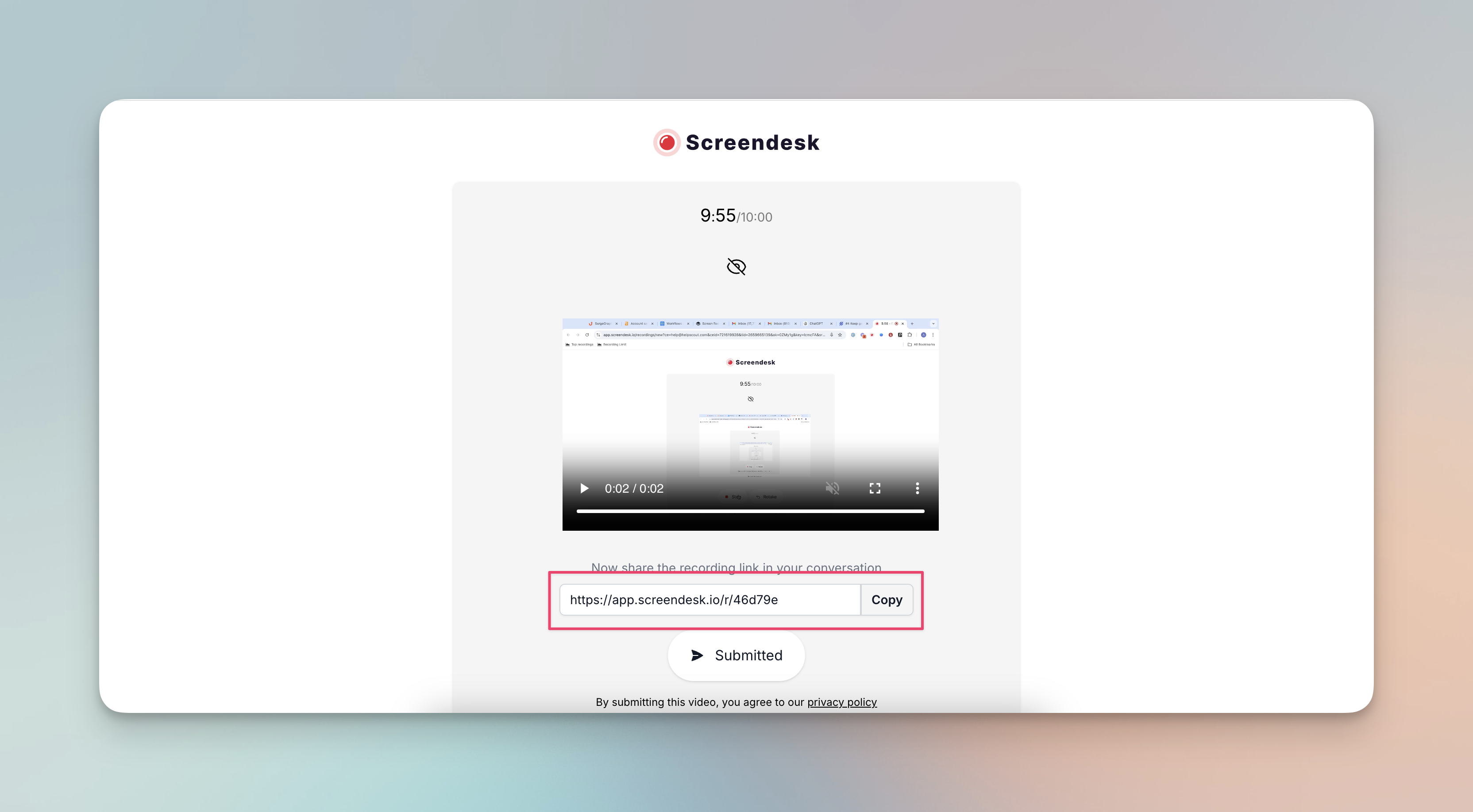 copy paste recording url